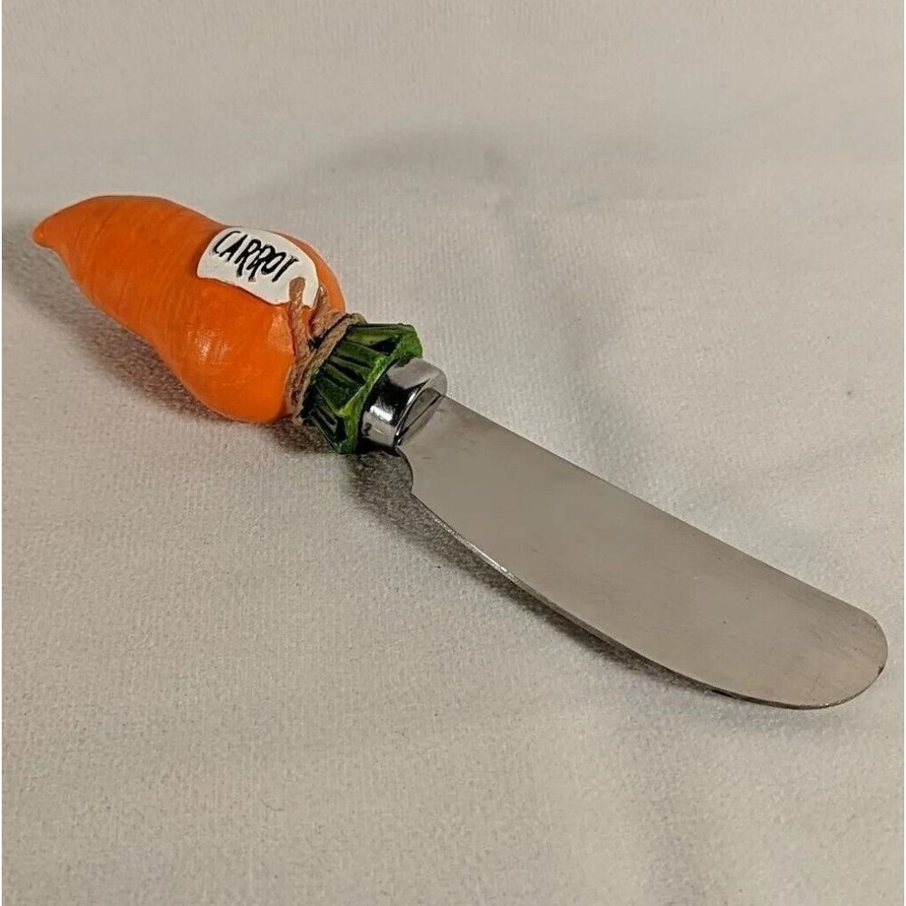 Boston Warehouse Carrot Butter Knife Decorative Orange Stainless Steel Spreader